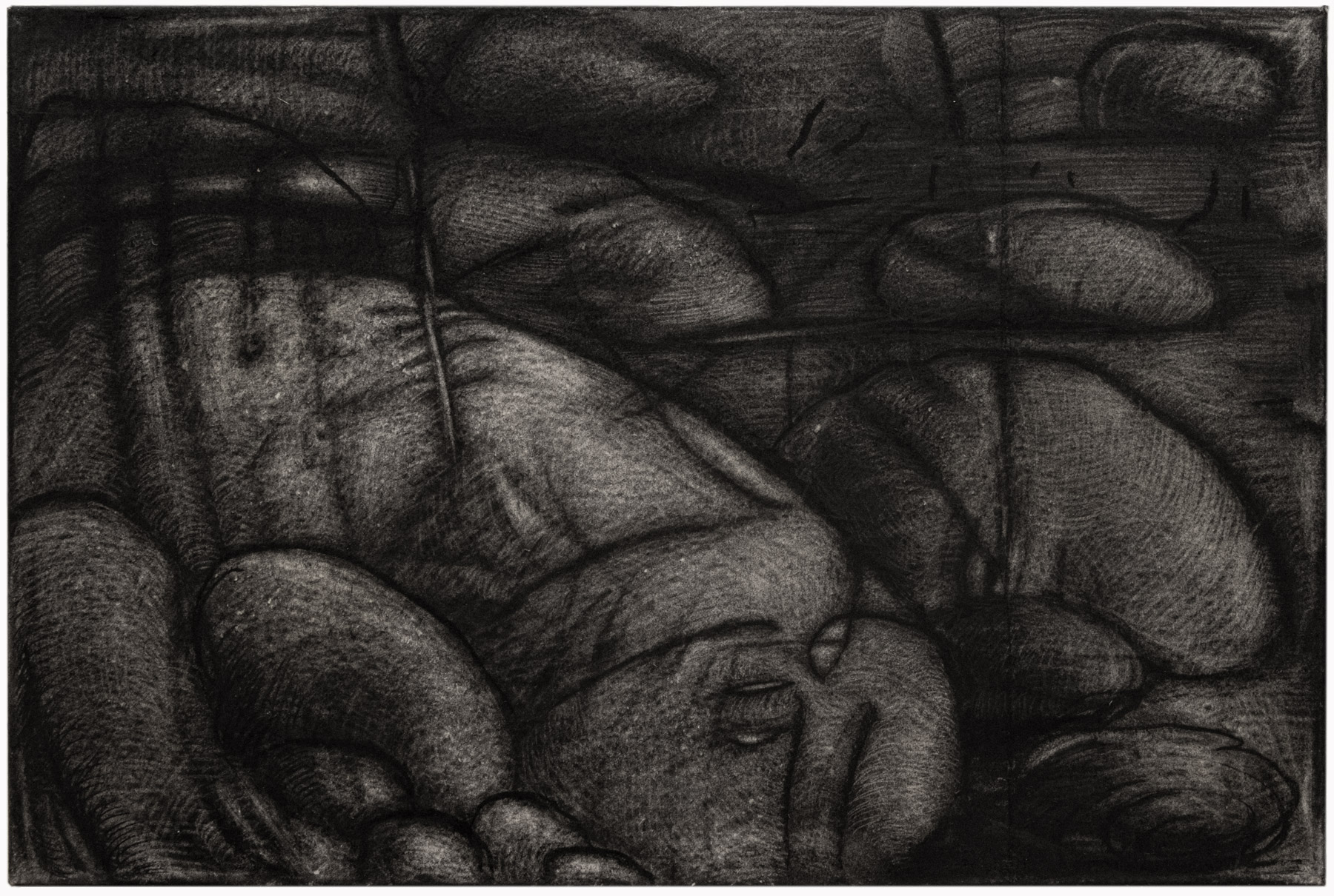 Stones – nearby Gdansk, Charcoal drawing on Canson paper 320 g/m² on stretcher, 60 × 40 cm, 2020, artwork by Vasyl Savchenko